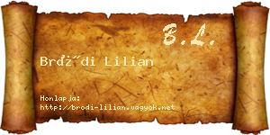 Bródi Lilian névjegykártya